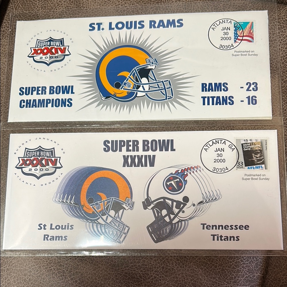 Super Bowl XXXIV Commemorative Envelopes‎ in plastic sleeves